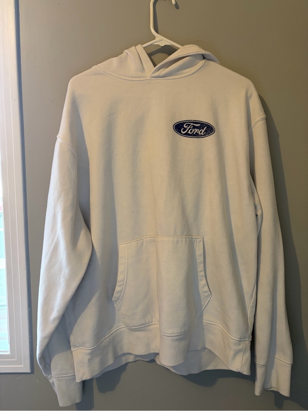 Old Navy Cream Hoodie with Navy Logo Patch